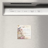 Speichern Sie das Datum Blaumeise rosa Rosen Magnet (In Situ (Geschirrspüler))