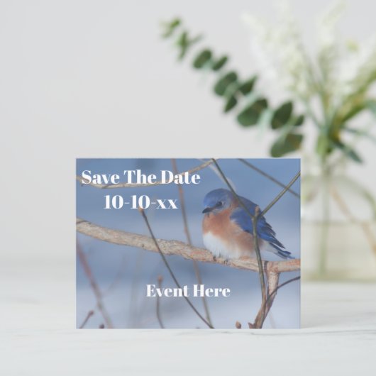 Speichern Sie das Datum Blaumerle Natur Personalis Ankündigungspostkarte (Stehend Vorderseite)