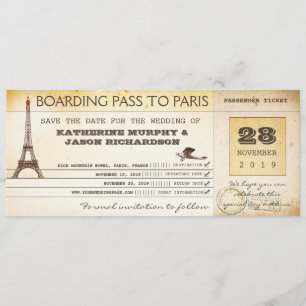 Speichern Sie das Datum Bordkarte nach Paris Frank Save The Date