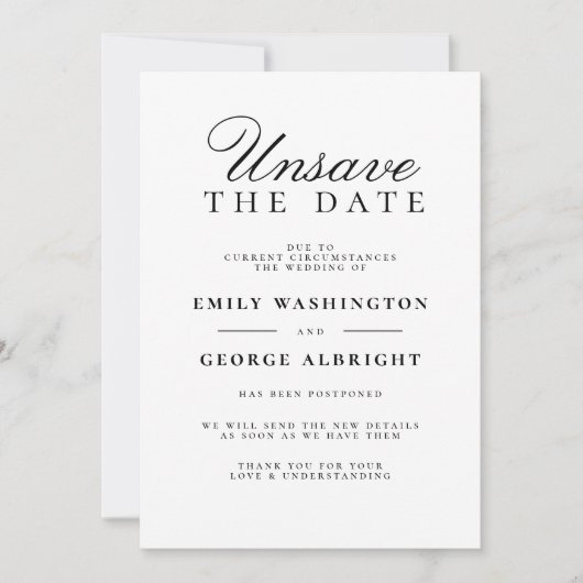 Speichern Sie das Datum der Eleganten Hochzeit ver Einladung (Vorderseite)