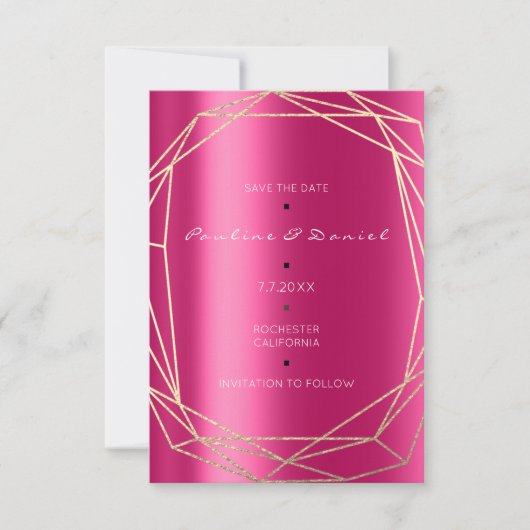 Speichern Sie das Datum Diamond Gold Fuchsia Black Save The Date (Vorderseite)