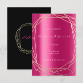 Speichern Sie das Datum Diamond Gold Fuchsia Black Save The Date (Vorne/Hinten)