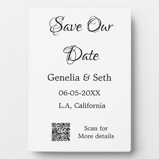 Speichern Sie das Datum einfache minimale QR-Scan- Fotoplatte (Vorderseite)