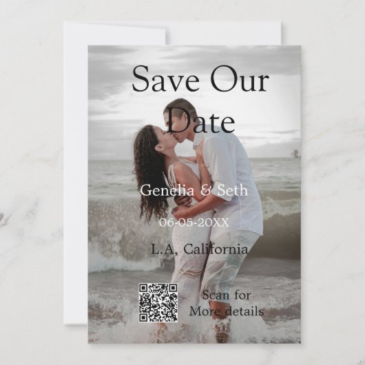 Speichern Sie das Datum einfache minimale QR-Scan- Save The Date (Vorderseite)