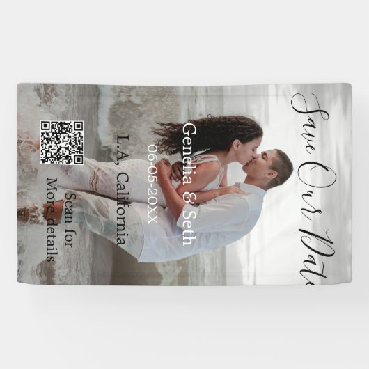 Speichern Sie das Datum einfache minimale QR-Scanc Banner (Horizontal)