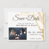 Speichern Sie das Datum Einfache Rustikale Baum Fo Save The Date (Vorderseite)