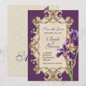 Speichern Sie das Datum - Elegante Iris-Monogramm- Save The Date (Vorne/Hinten)