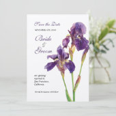 Speichern Sie das Datum - Elegante Iris-Monogramm- Save The Date (Stehend Vorderseite)