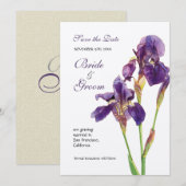 Speichern Sie das Datum - Elegante Iris-Monogramm- Save The Date (Vorne/Hinten)
