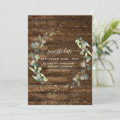 Speichern Sie das Datum Eukalyptus Greenery Rustic Save The Date (Stehend Vorderseite)