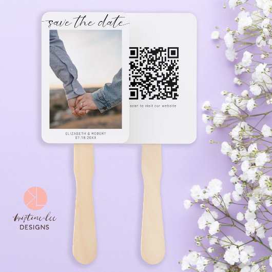 Speichern Sie das Datum Foto Minimal QR Code Skrip Fächer