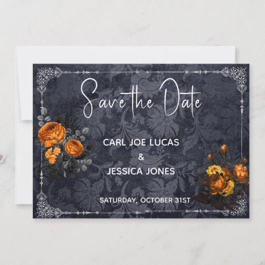 Speichern Sie das Datum Halloween Hochzeit Orange  Save The Date (Vorderseite)