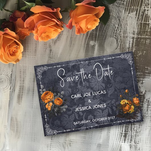 Speichern Sie das Datum Halloween Hochzeit Orange Save The Date