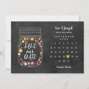Speichern Sie das Datum Kalender Herz Mason Glas T Save The Date