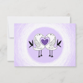 Speichern Sie das Datum Love Bird RSVP-Karten Lila RSVP Karte