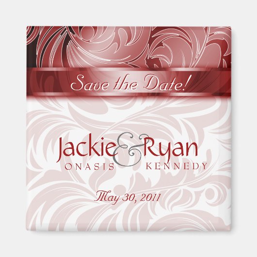 Speichern Sie das Datum Magnet Blumenleaf Silber R (Vorne)