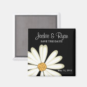 Speichern Sie das Datum Magnet Daisy Wedding White (Vorderseite/Rückseite)