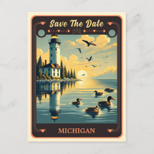 Speichern Sie das Datum Michigan Einladung Postk Postkarte