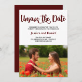 Speichern Sie das Datum mit Foto Postpone-Hochzeit Save The Date (Vorne/Hinten)