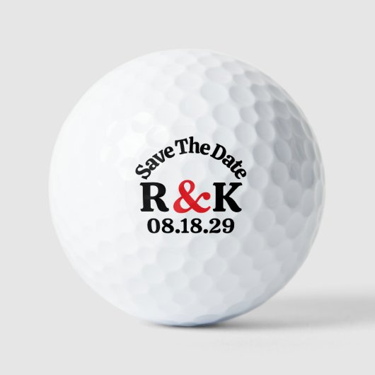 SPEICHERN SIE DAS DATUM Monogramm Initialen & rote Golfball (Vorderseite)