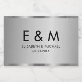 Speichern Sie das Datum Monogramm Silber Elegantes Schaumweinetikett (Einzelnes Label)