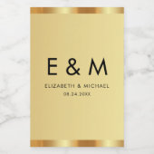 Speichern Sie das Datum Monogrammtext Gold Vorlage Lebensmitteletikett (Einzelnes Label)