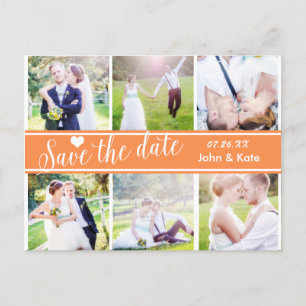 SPEICHERN SIE DAS DATUM Orange Hochzeit 6 FOTO Pos Ankündigungspostkarte