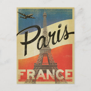 Speichern Sie das Datum Paris, Frankreich - Flag Ankündigungspostkarte