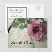 Speichern Sie das Datum Pink Rose Postkarte (Vorne/Hinten)
