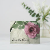 Speichern Sie das Datum Pink Rose Postkarte (Stehend Vorderseite)