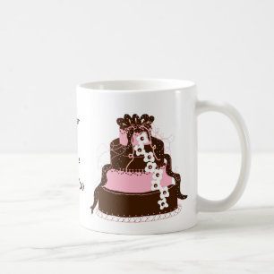 Speichern Sie das Datum Pink und Schokoladenkuchen Kaffeetasse