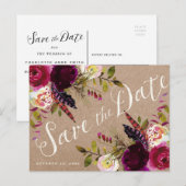 SPEICHERN SIE DAS DATUM POSTKARTE | Floral Rustika (Vorne/Hinten)