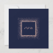 Speichern Sie das Datum Rose Gold Blau Navy Glitte Save The Date (Rückseite)