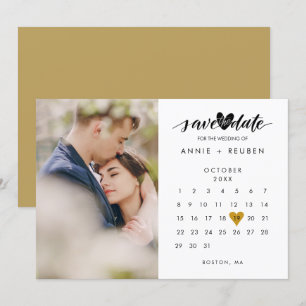 Speichern Sie den Datum-Kalender Chic Gold Liebe H Einladung
