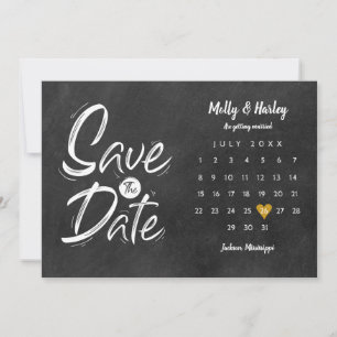 Speichern Sie den Datum-Kalender Gold Herz Schiefe Save The Date