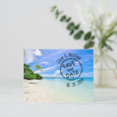 Speichern Sie die Daten, Hochzeiten am Strand, Ein Einladungspostkarte (Stehend Vorderseite)