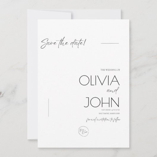 Speichern Sie die Daten Minimalistisch modern Save The Date (Vorderseite)