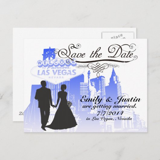 SPEICHERN SIE DIE DATENKARTEN MIT SICHT AUF LAS VE ANKÜNDIGUNGSPOSTKARTE (Vorne/Hinten)