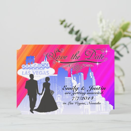 SPEICHERN SIE DIE DATENKARTEN MIT SICHT AUF LAS VE SAVE THE DATE (Stehend Vorderseite)