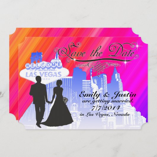 SPEICHERN SIE DIE DATENKARTEN MIT SICHT AUF LAS VE SAVE THE DATE (Vorne/Hinten)