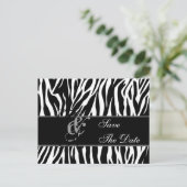 Speichern Sie die Datum Postkarte Zebra Schwarz We (Stehend Vorderseite)
