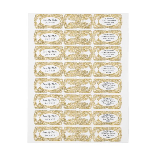 Speichern Sie die Datum-Rückgabeadresse Gold Glitt (Bogen)