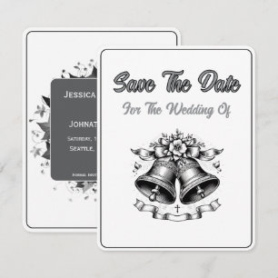 Speichern Sie die Datums Karte Monochrome Hochzeit