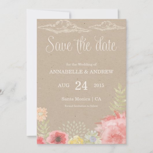 Speichern Sie die Datumskarte im Wiese Summer Wedd Save The Date (Vorderseite)