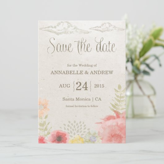 Speichern Sie die Datumskarte im Wiese Summer Wedd Save The Date (Stehend Vorderseite)