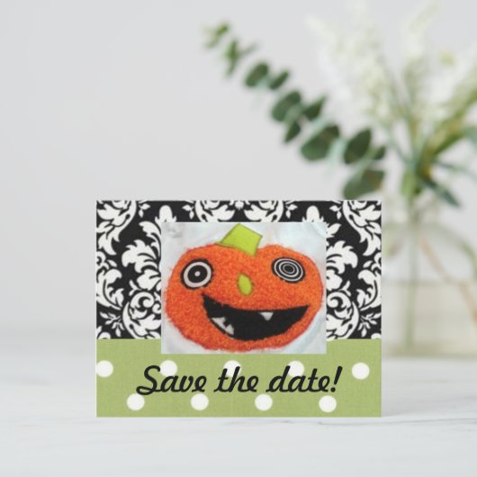 Speichern Sie die Datumskarten für Halloween-Hochz Ankündigungspostkarte (Stehend Vorderseite)