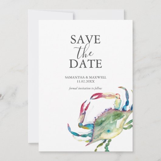 Speichern Sie die Datumskarten mit blauem Crab in  Save The Date (Vorderseite)