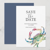Speichern Sie die Datumskarten mit blauem Crab in  Save The Date (Vorne/Hinten)
