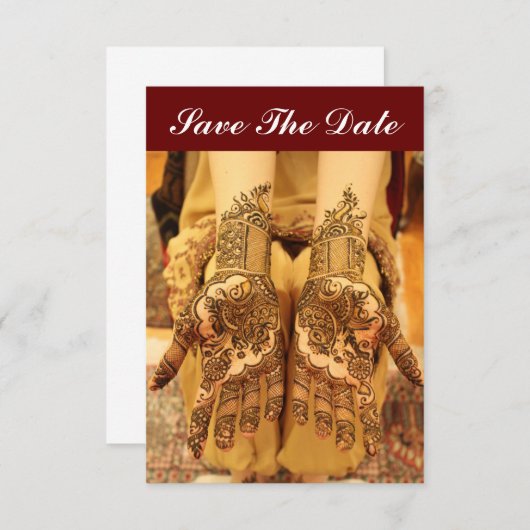 Speichern Sie die Datumskarten mit Henna an den Hä Save The Date (Vorne/Hinten)