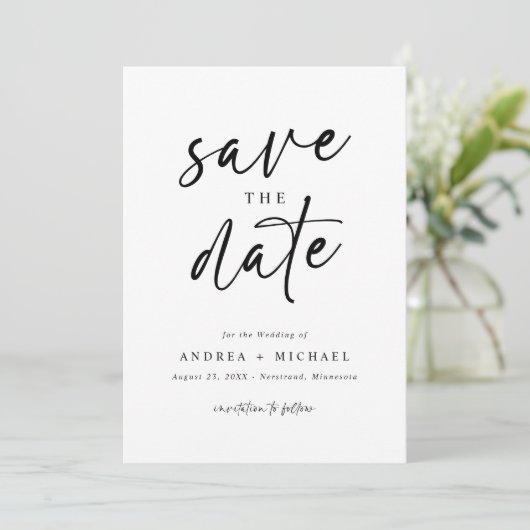 Speichern Sie die Datumskarten Moderner Minimalist Einladung (Stehend Vorderseite)